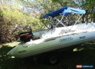 Fully Registered Inflatable 8 person runabout boat +trailer with low hours motor for Sale