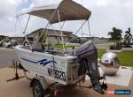 4m Bluefin alloy front controls electric start and trim 50hp johnson registered for Sale